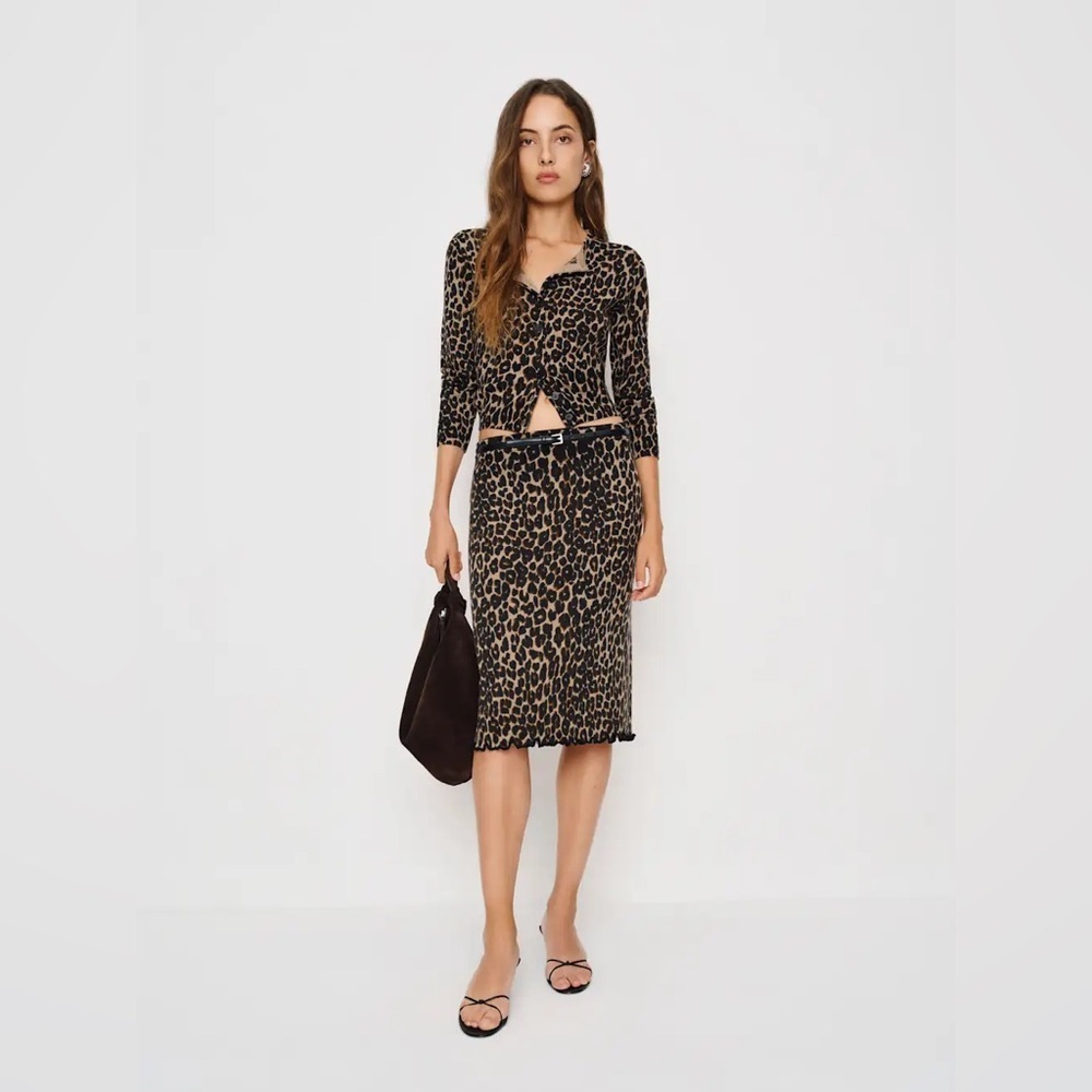 NWT Reformation Nicola Regenerative Merino Skirt Brown - Picture 2 of 6